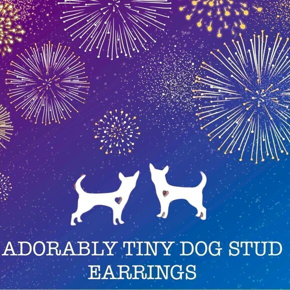 NWT ADORABLY TINY DOG STUD SILVER EARRINGS - Picture 1 of 1